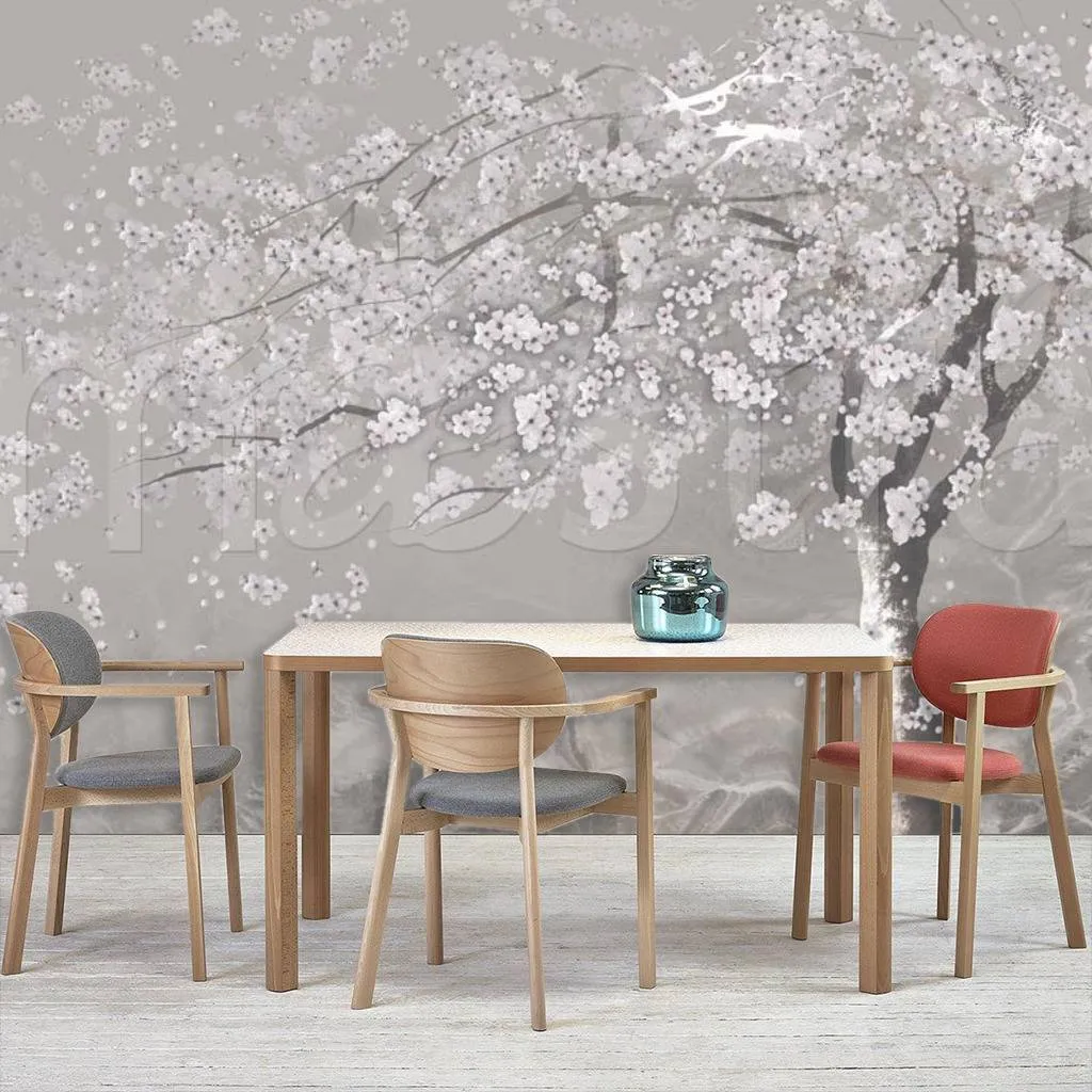 Фотообои в интерьере сакура в цветах  7-898 фото