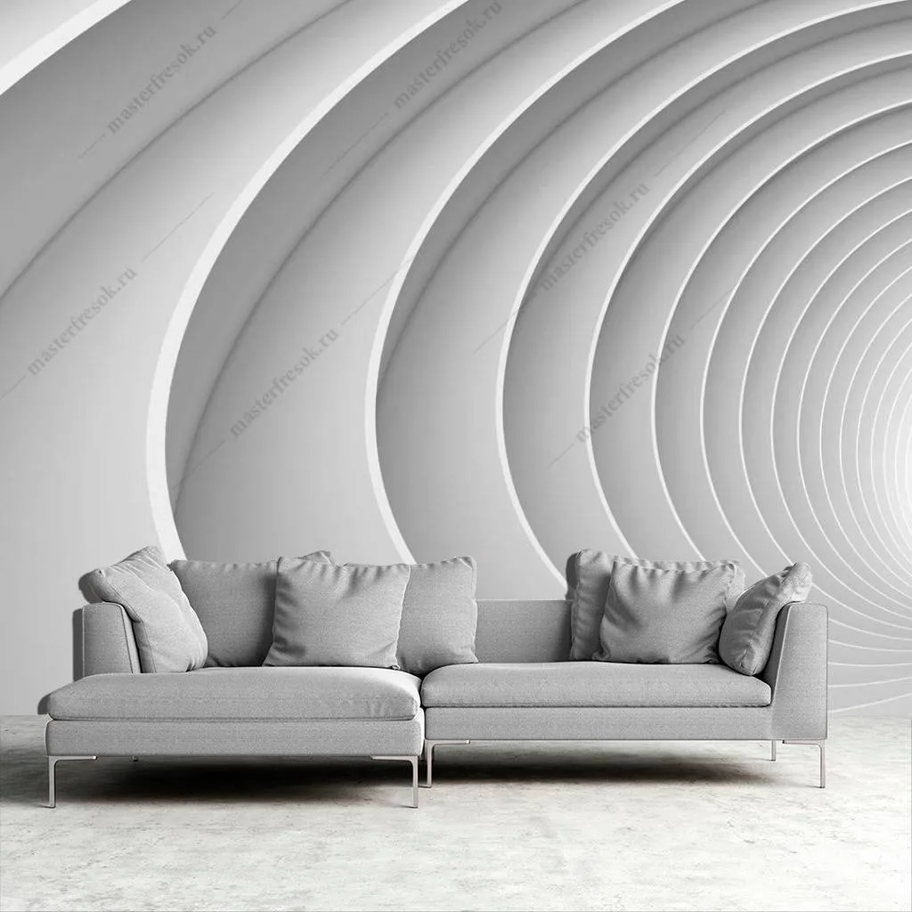 Фотообои в интерьере 3д волнообразный коридор  10-822 фото