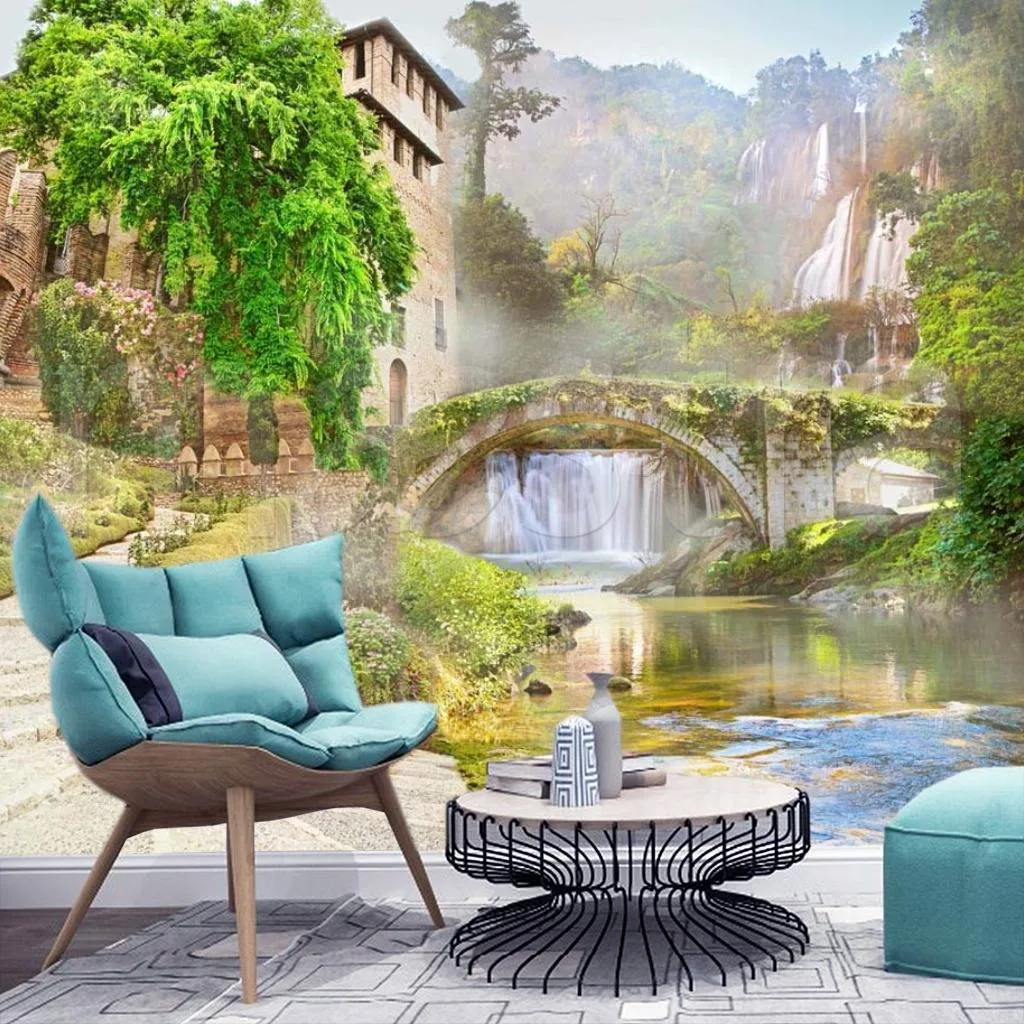 Фотообои Старая улочка ведущая к водопаду  5-010