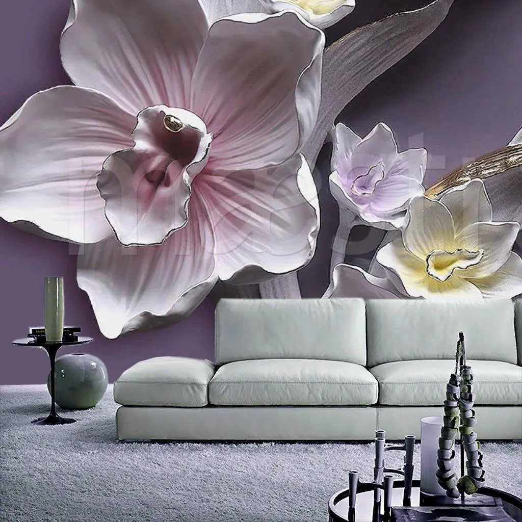 Фотообои в интерьере орхидеи 3д  7-811 фото