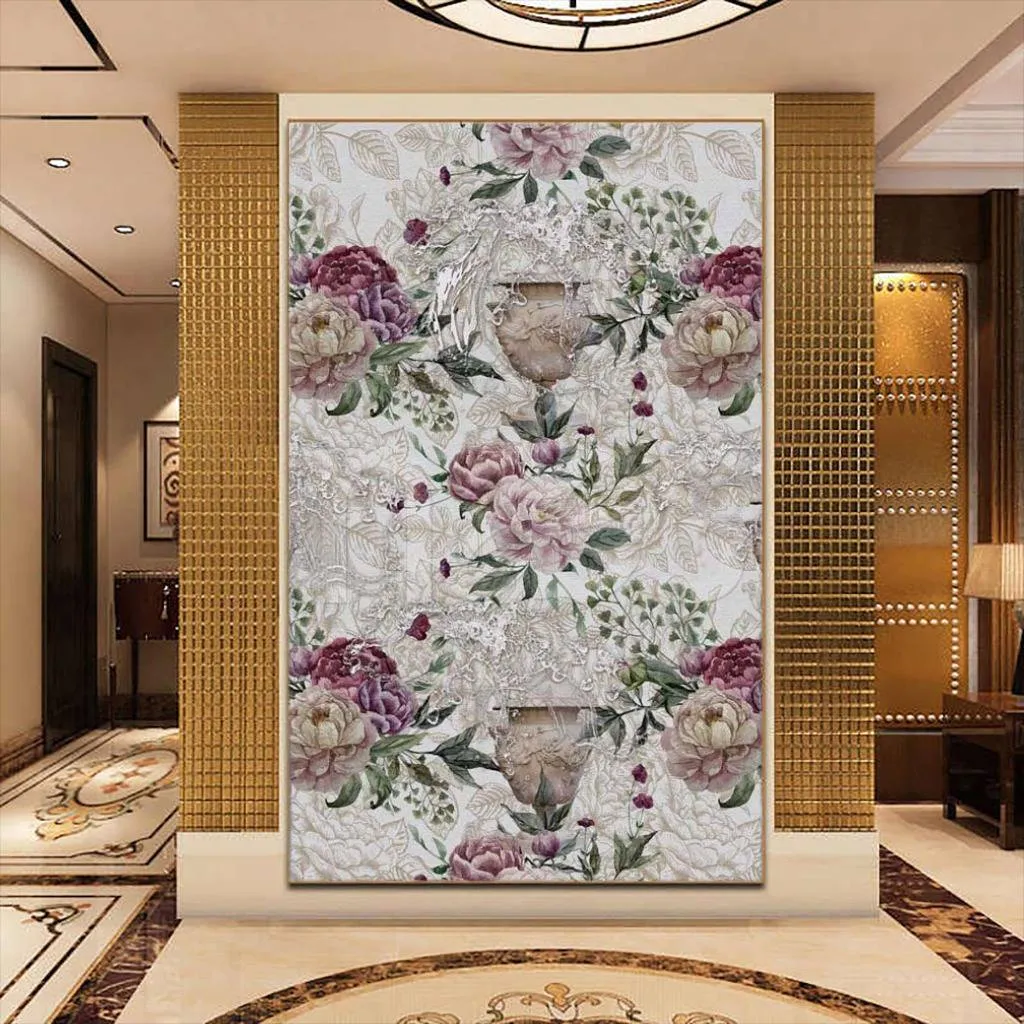 Фотообои в интерьере фон с цветами  7-188 фото