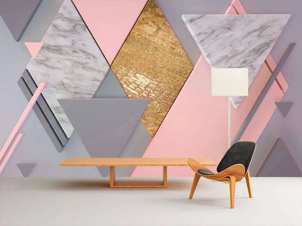 Фотообои в интерьере цветная геометрия  15-587 фото