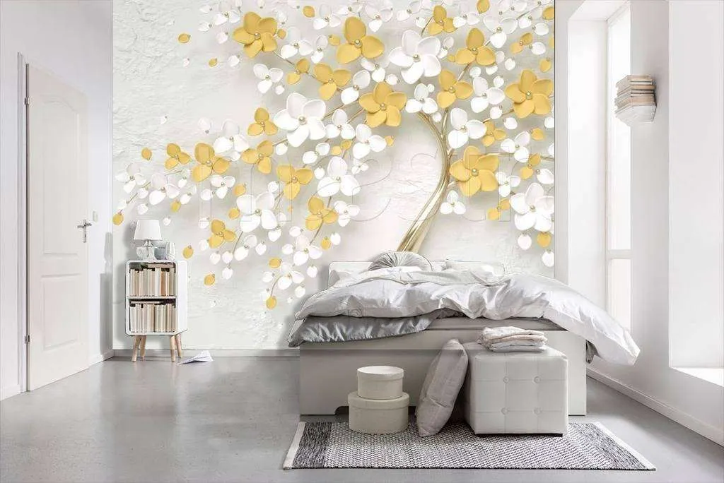 Фотообои 3д трехмерное желтое дерево  15-029