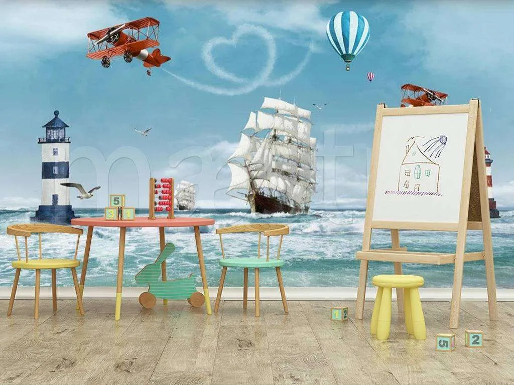 Фотообои в интерьере корабли и самолеты в море  15-103 фото