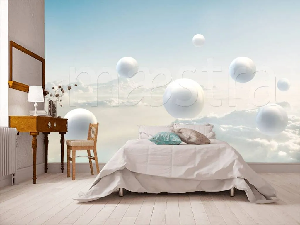 Фотообои 3д шары в облаках  10-578