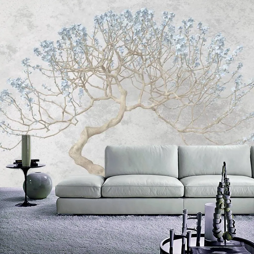 Фотообои Стереоскопическое дерево нежно-голубое  15-408