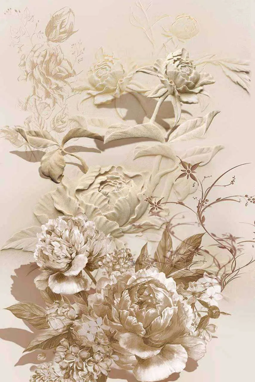 Фотообои в интерьере розы черно белые 3d  7-391 фото