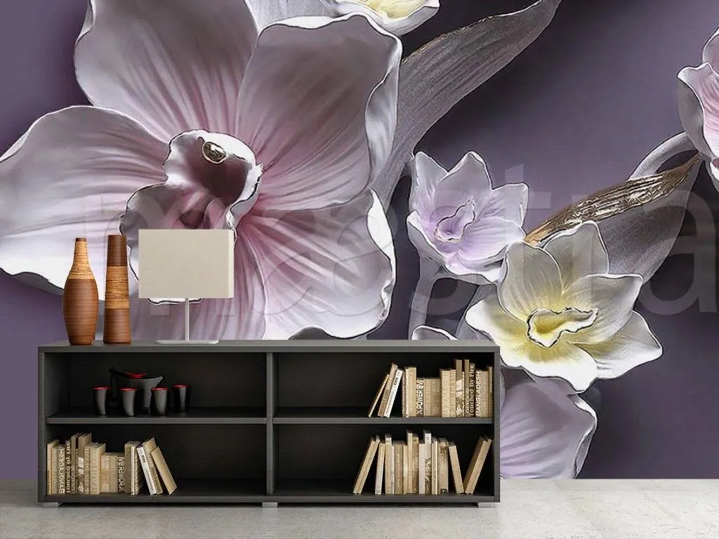 Фотообои в интерьере орхидеи 3д  7-811 фото