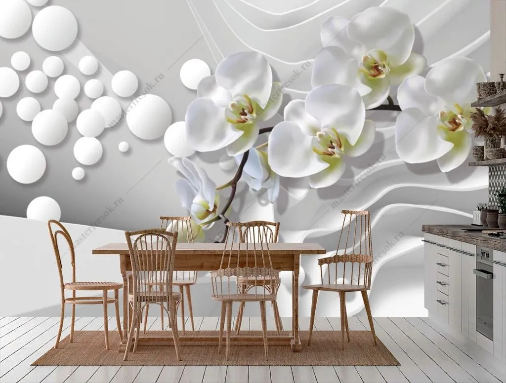 Фотообои в интерьере орхидея 3д  10-892 фото