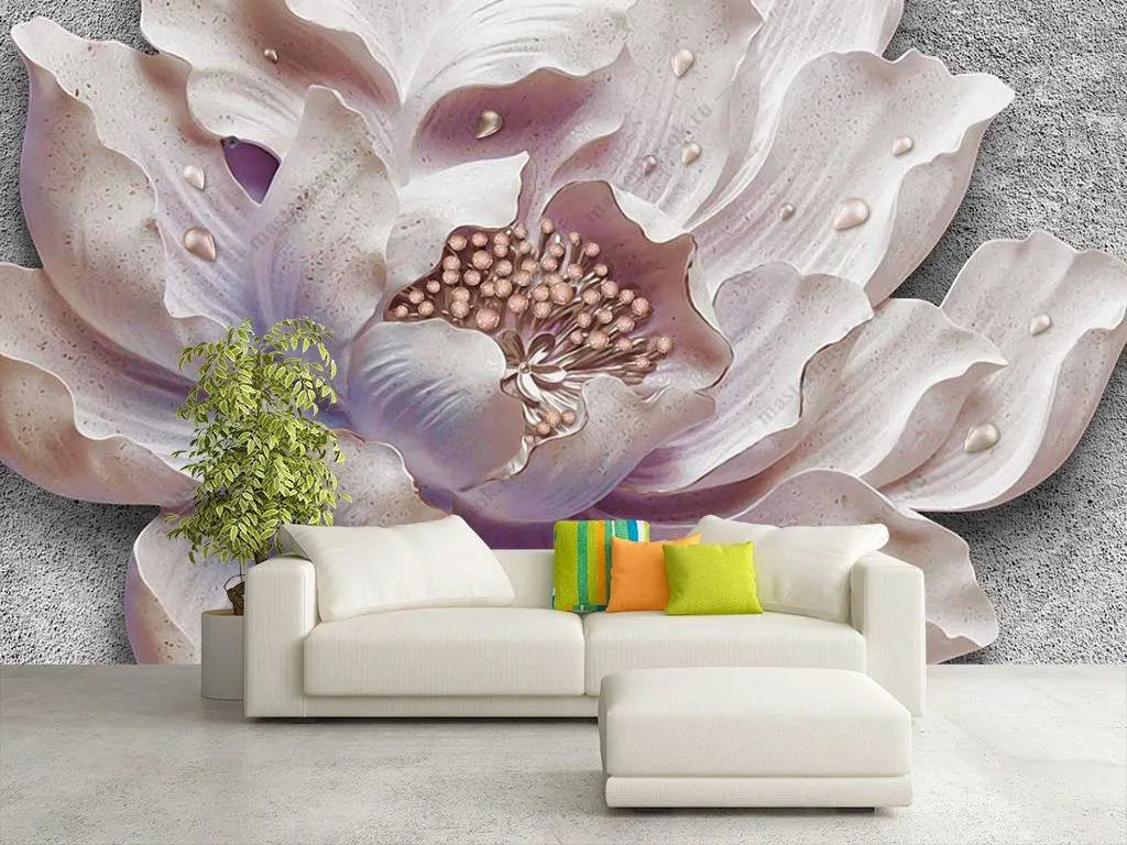Фотообои в интерьере 3д цветок  10-713 фото