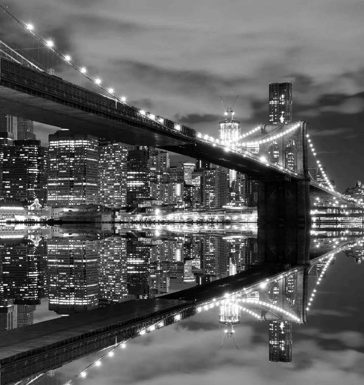 Фотообои в интерьере черно белый мост через реку  4-281 фото