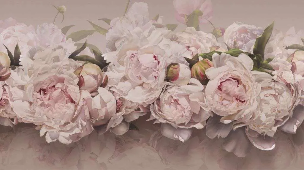 Фотообои в интерьере пионы 3д  14-356 фото