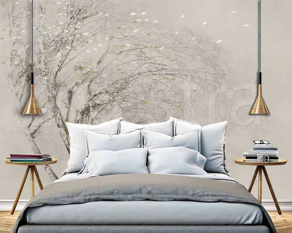 Фотообои в интерьере дерево играет с ветром  7-686 фото