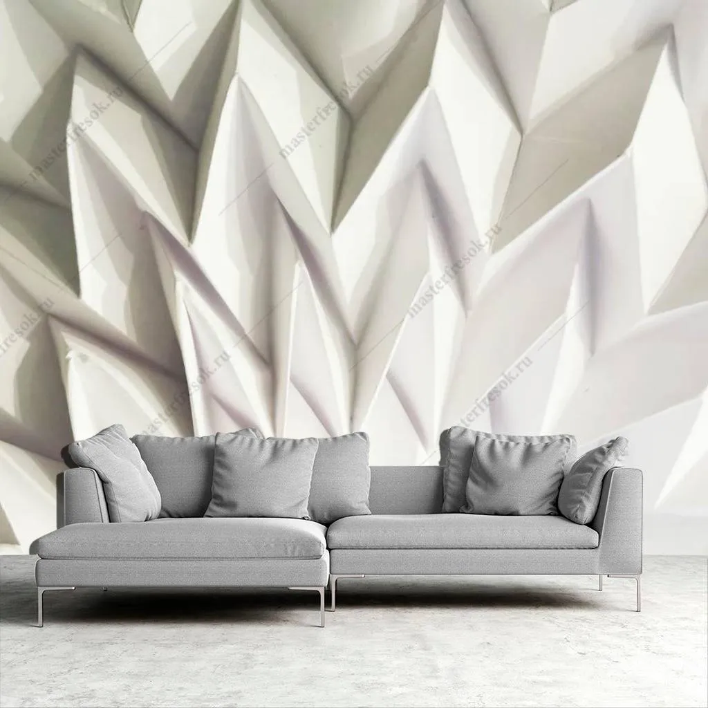 Фотообои в интерьере 3д светлая геометрия  10-786 фото