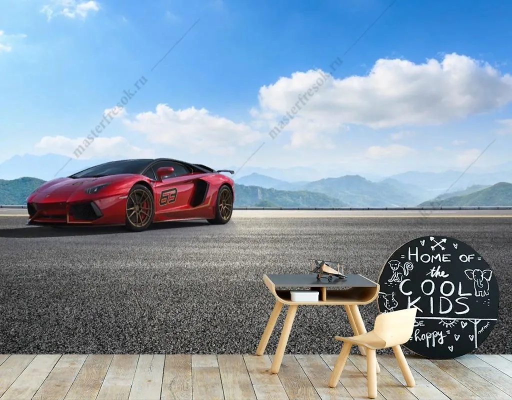 Фотообои в интерьере lamborghini  13-558 фото