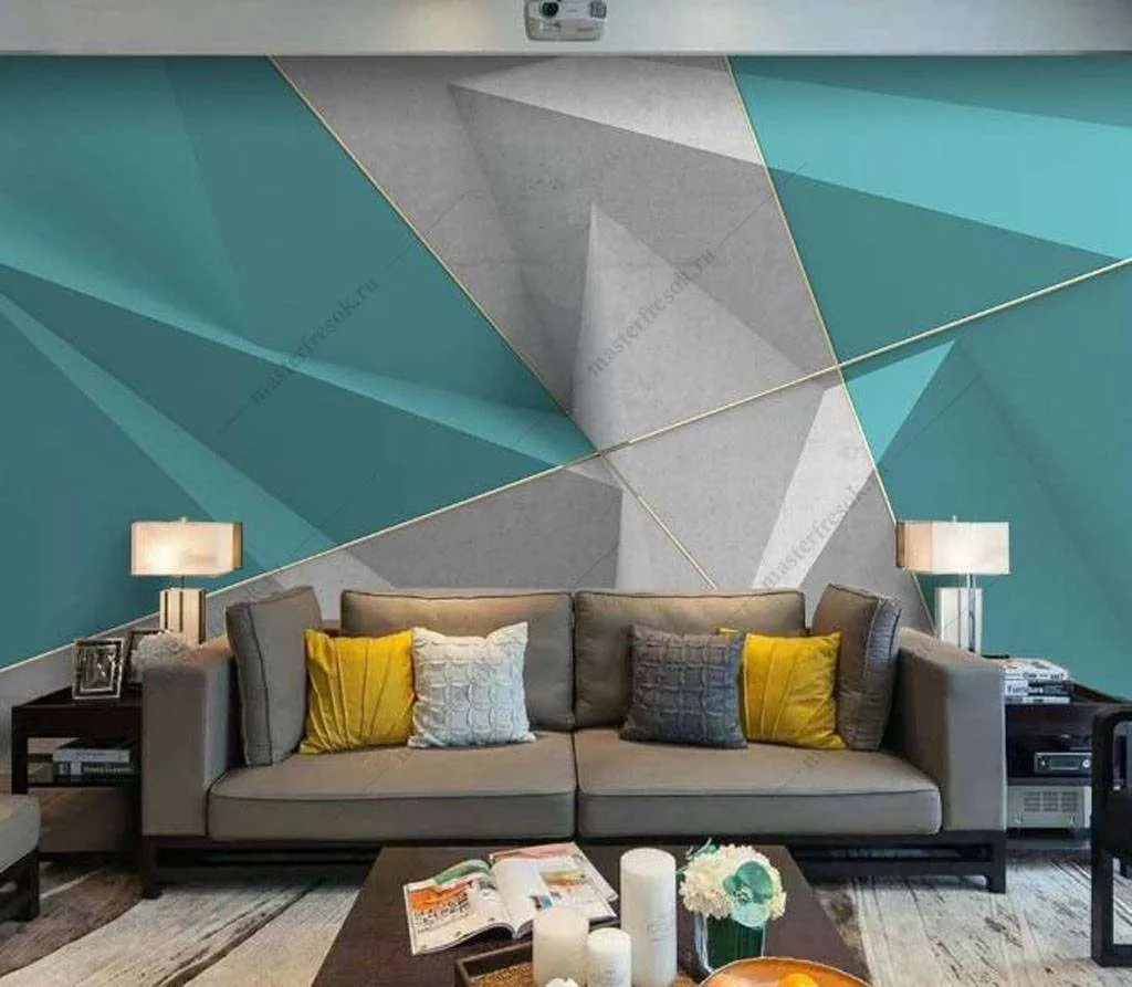 Фотообои в интерьере геометрический узор  16-082 фото