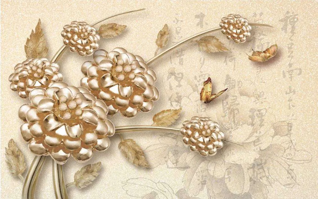 Фотообои в интерьере золотая камелия  15-760 фото