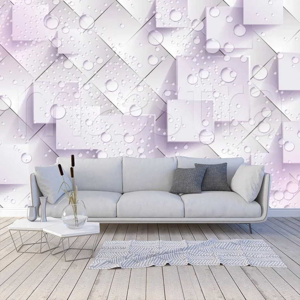 Фотообои в интерьере 3д геометрия в синих квадратах  10-530 фото