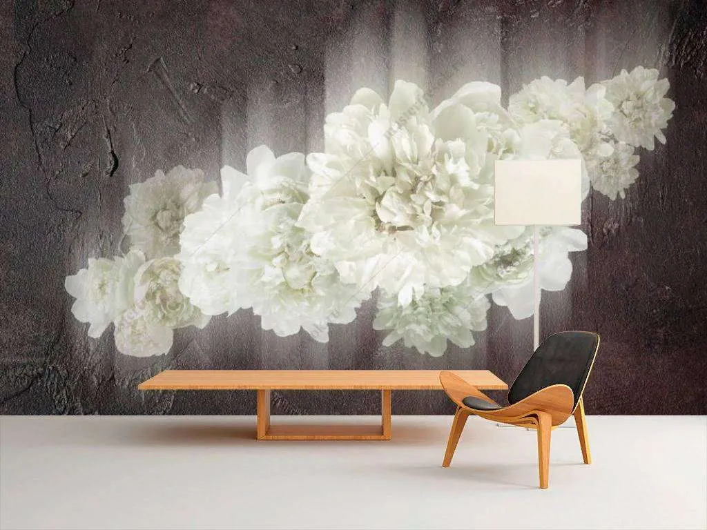 Фотообои в интерьере белые пионы  14-128 фото