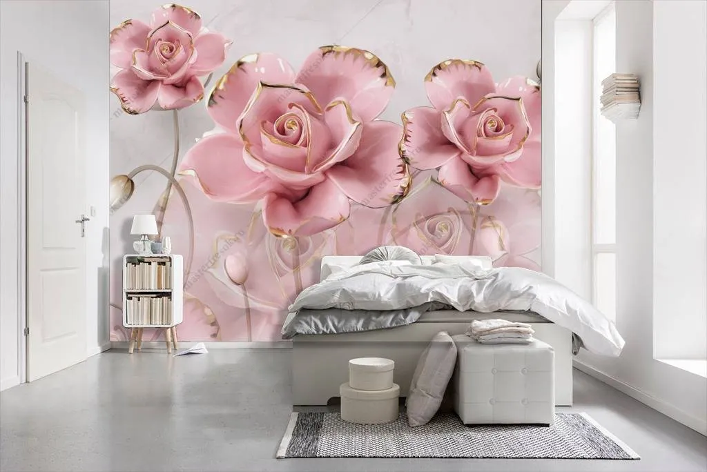 Фотообои 3д розы розовые  10-661