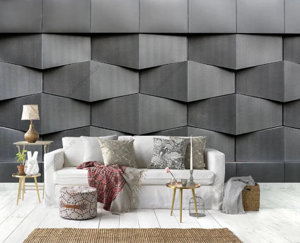 Фотообои в интерьере рельефная стена  15-816 фото