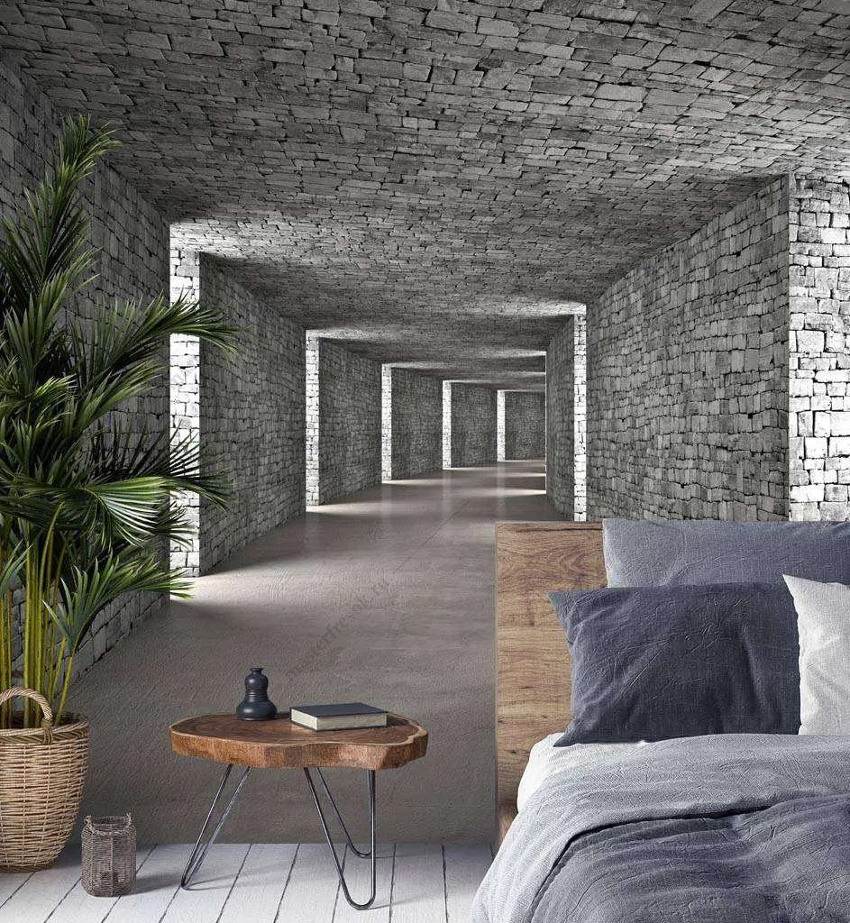 Фотообои в интерьере кирпичный тоннель  10-864 фото