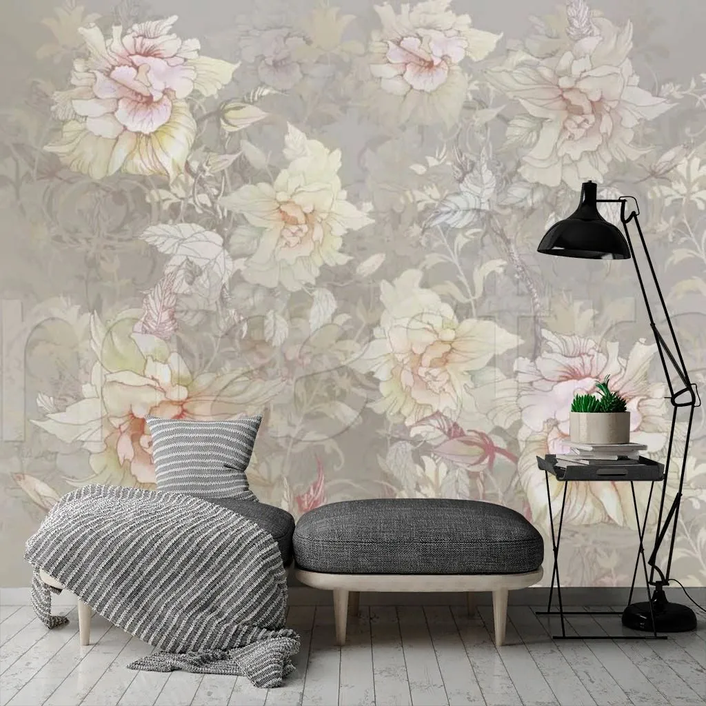 Фотообои в интерьере розы в винтажном стиле  7-460 фото