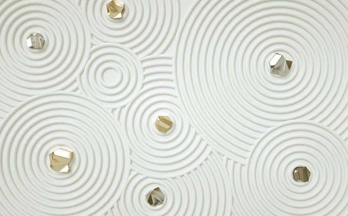 Фотообои в интерьере 3д круги с золотыми украшениями  15-411 фото