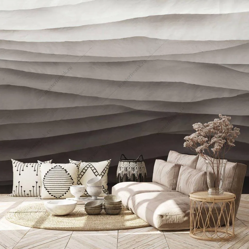 Фотообои в интерьере геометрические волны  9-1249 фото