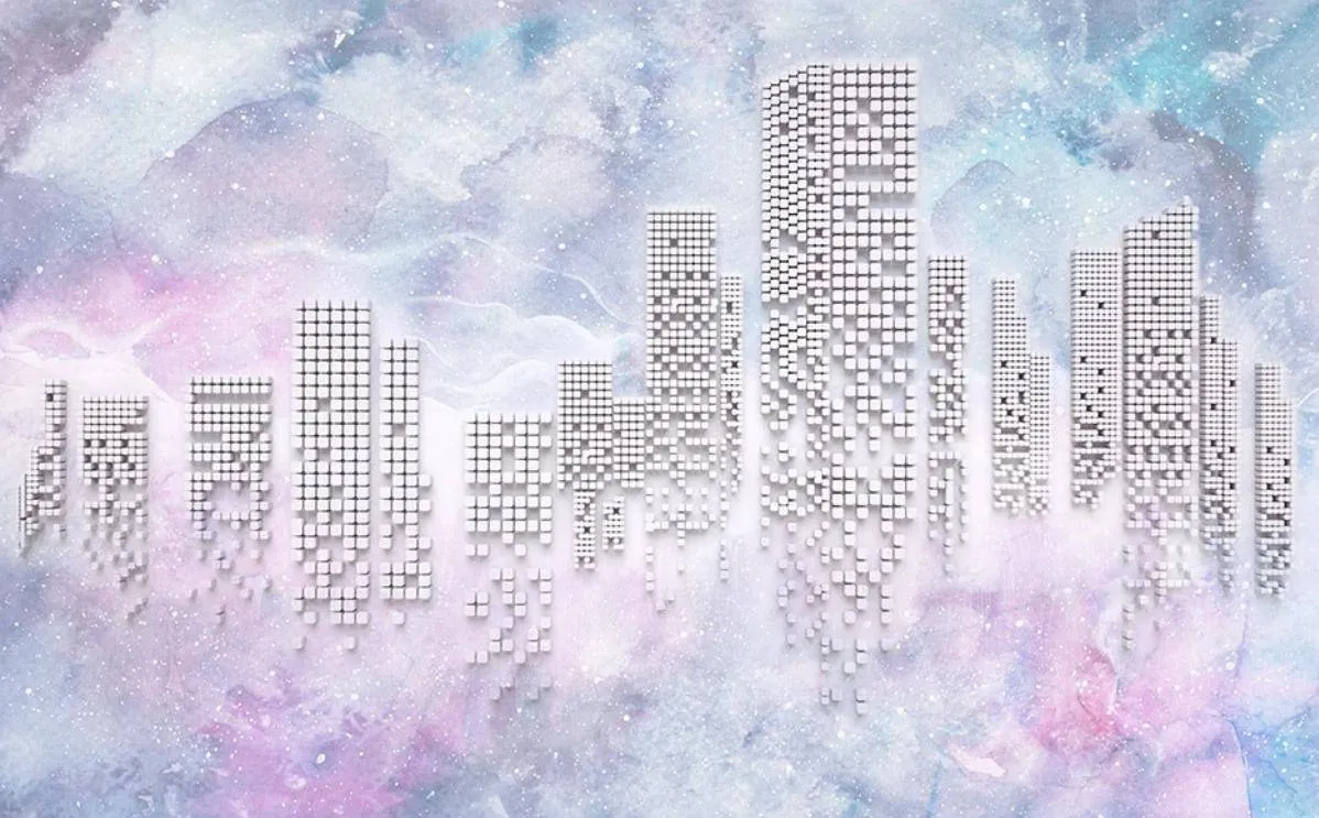 Фотообои в интерьере абстракция город 3д  15-459 фото