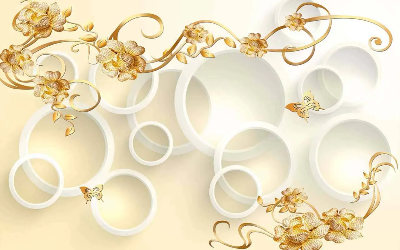 Фотообои в интерьере 3д стереоскопические круги  10-571 фото