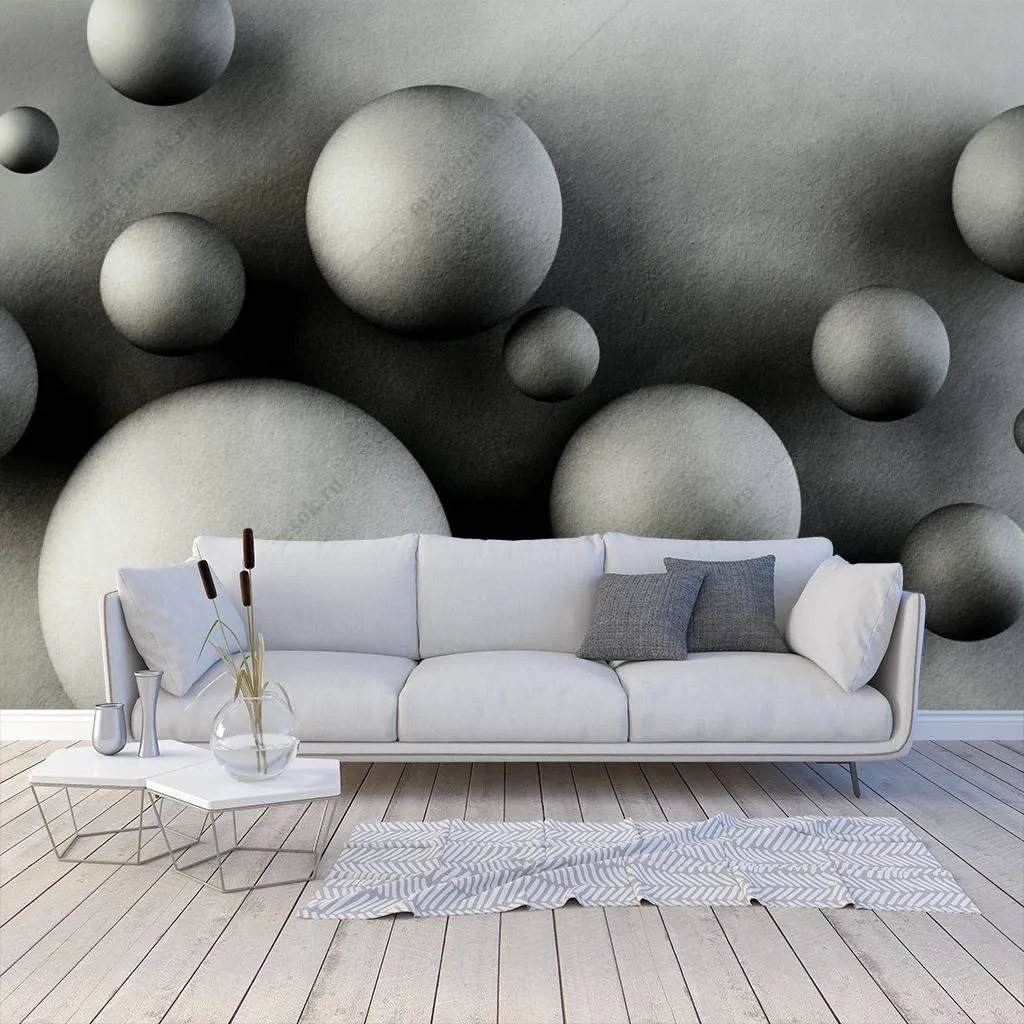 Фотообои в интерьере 3д шары  10-654 фото