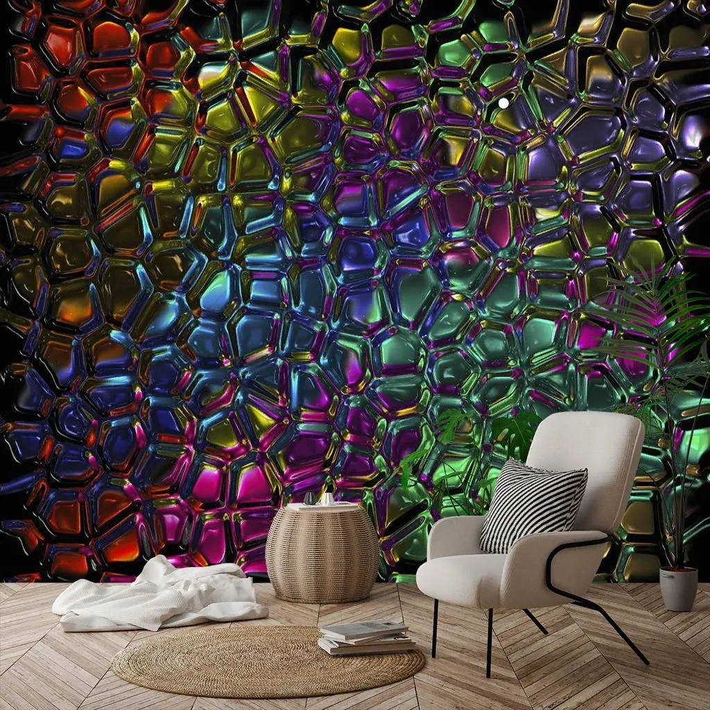 Фотообои в интерьере цветная мозаика  9-1429 фото