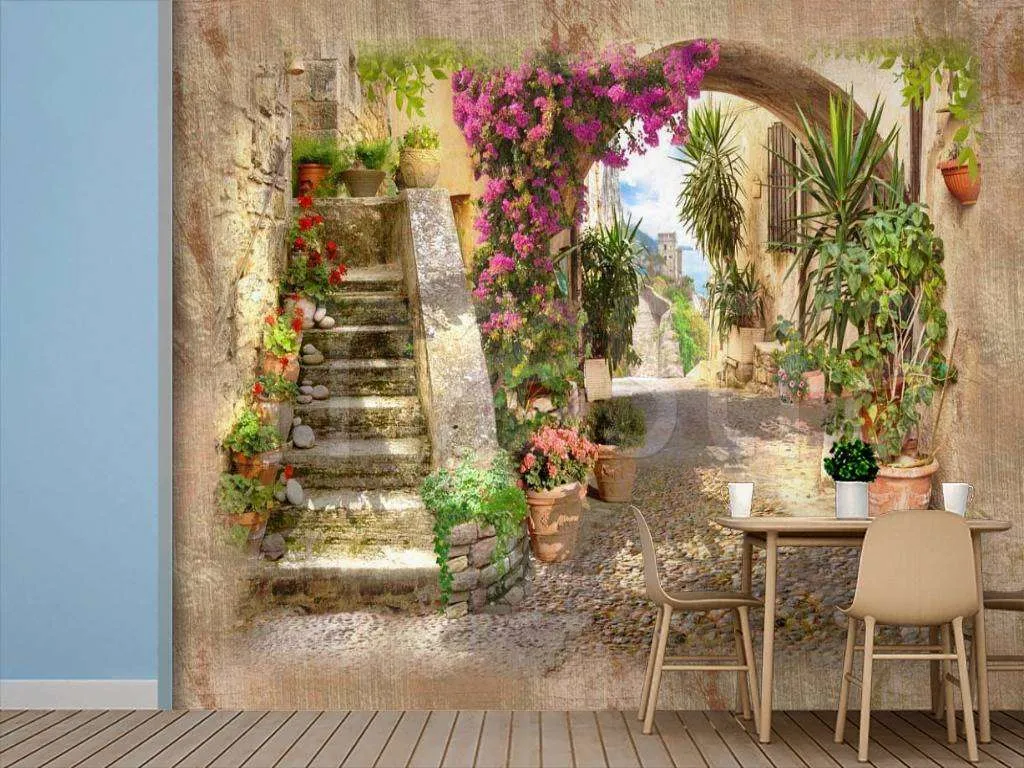 Фотообои в интерьере улочка и дворик  7-043 фото
