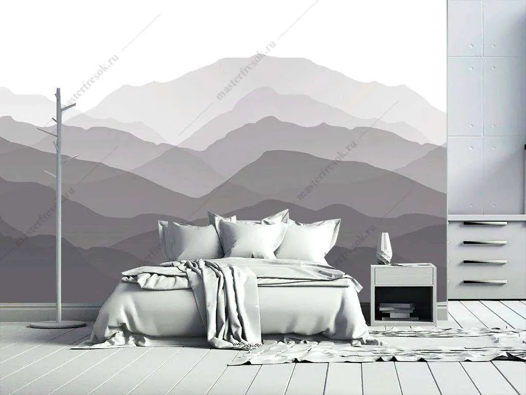 Фотообои в интерьере горы в серых цветах  14-189 фото