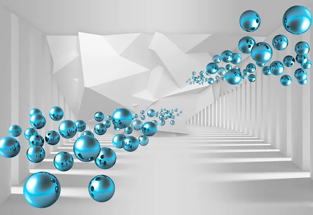 Фотообои в интерьере 3д шары бирюза  10-902 фото