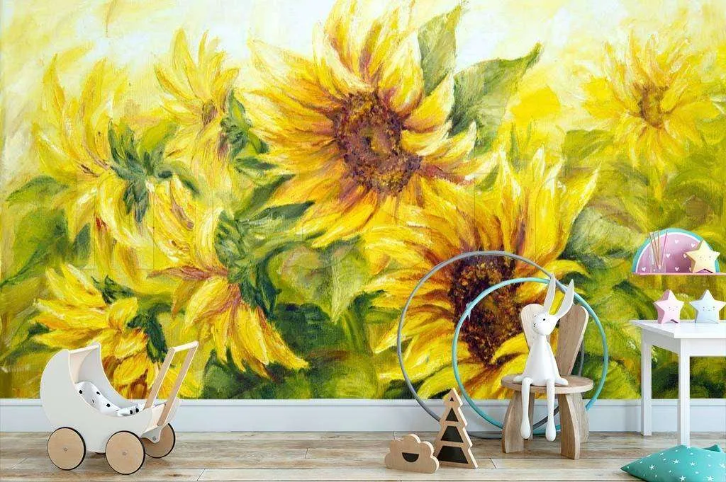Фотообои Бесшовные обои на стену:  Подсолнухи. Артикул: 9-119  