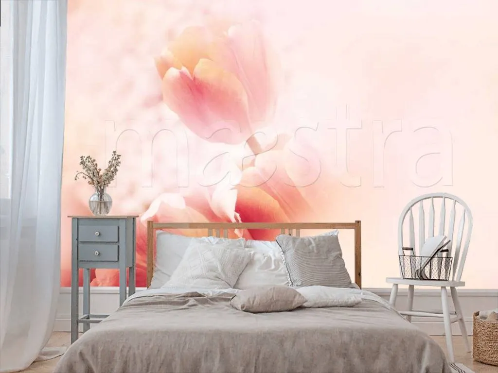 Фотообои в интерьере пышный тюльпан  10-124 фото