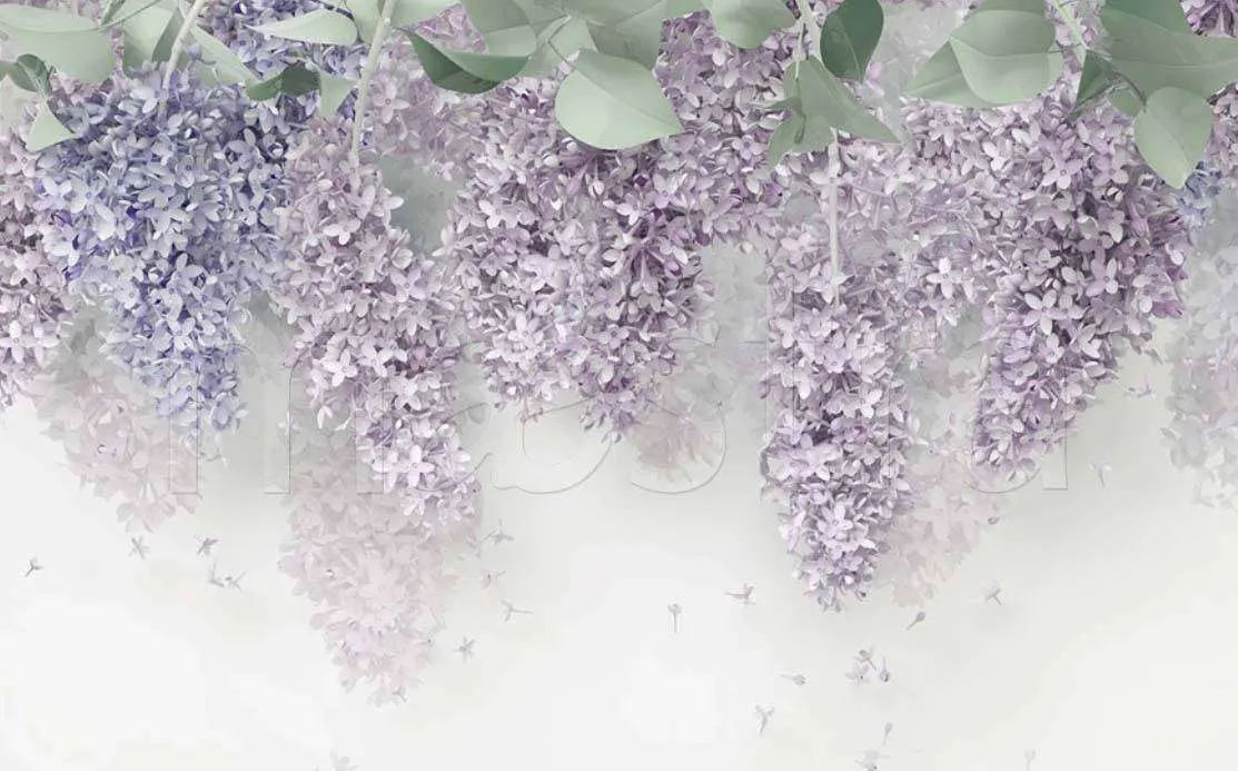 Фотообои в интерьере 3д сирень  15-038 фото