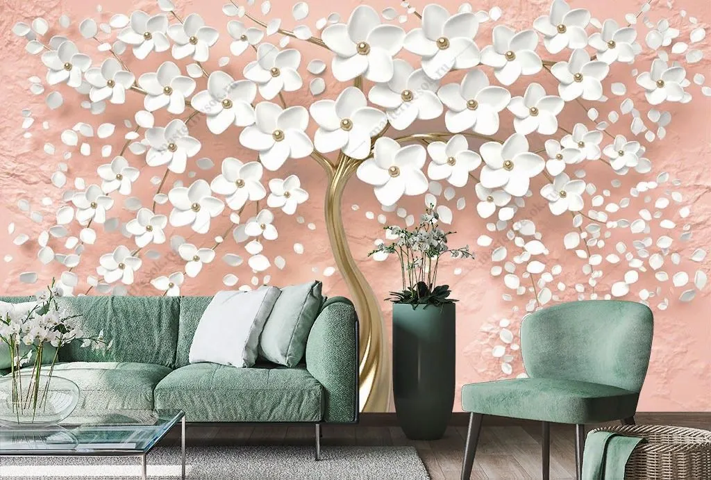 Фотообои Дерево 3д белое  10-890