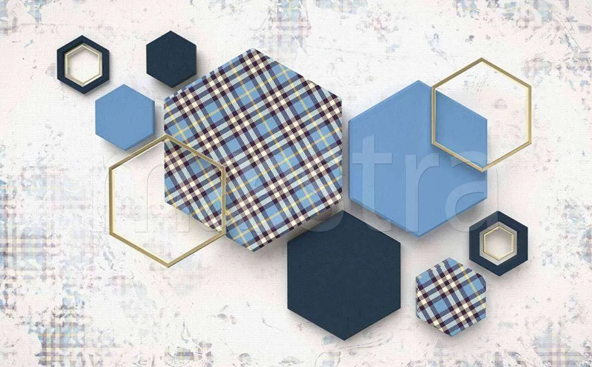 Фотообои в интерьере 3д шестиугольник  15-025 фото