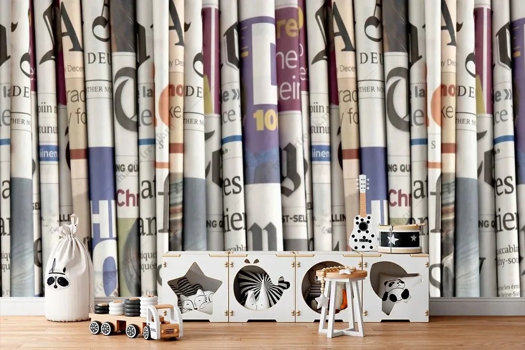 Фотообои в интерьере стопка журналов на полке  9-1437 фото