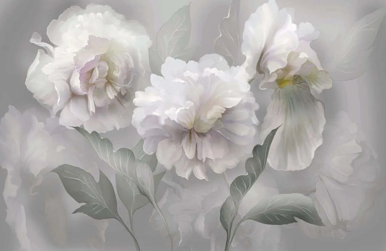 Фотообои в интерьере 3d пионы  13-487 фото