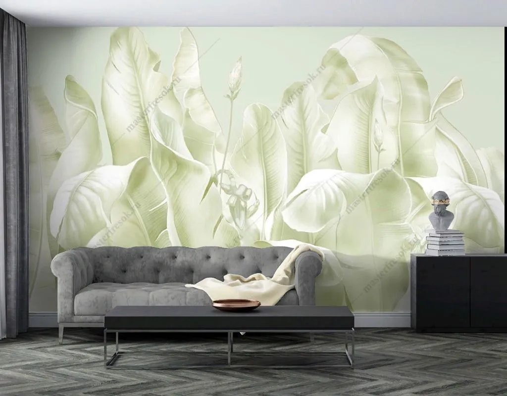 Фотообои Листья пастель  13-563