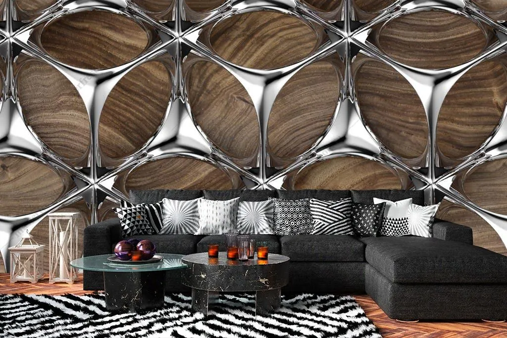 Фотообои в интерьере объемный металл  9-1589 фото