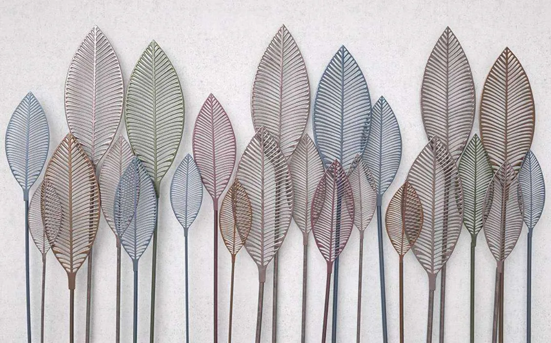 Фотообои в интерьере 3д прозрачные листья  15-399 фото