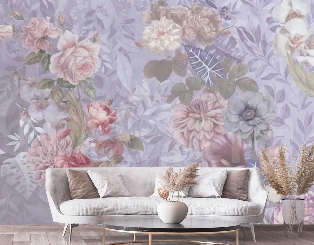 Фотообои в интерьере винтажные розы  7-458 фото