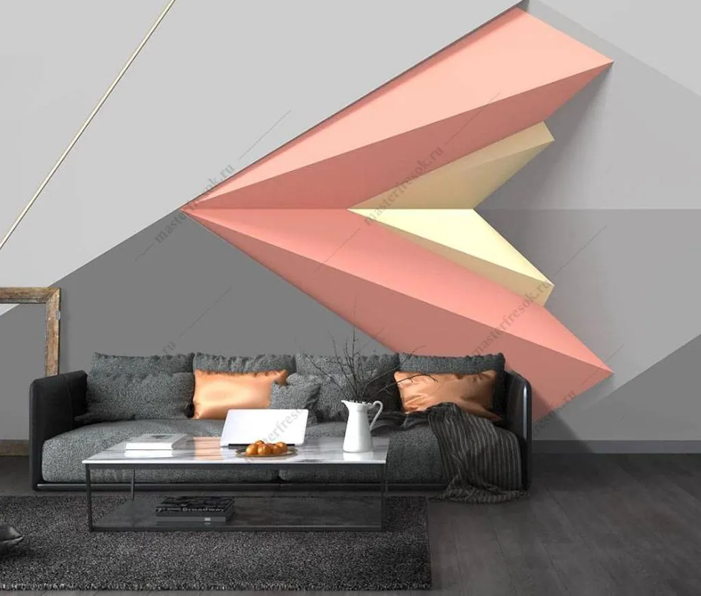 Фотообои Красный геометрический фон  16-089