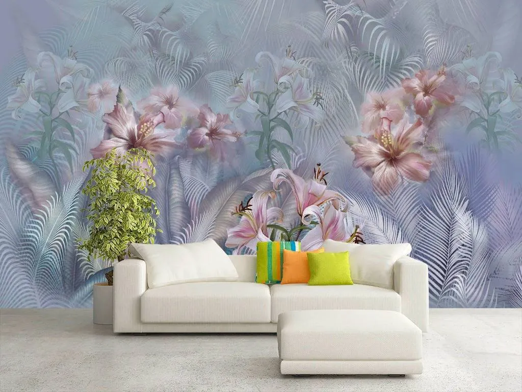 Фотообои в интерьере прекрасные лилии  13-298 фото