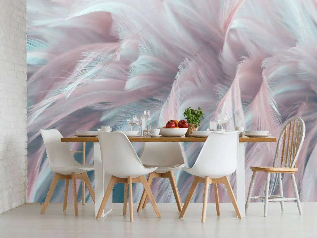Фотообои в интерьере объемные 3д перья  9-1218 фото